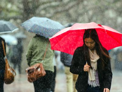 Student in rain