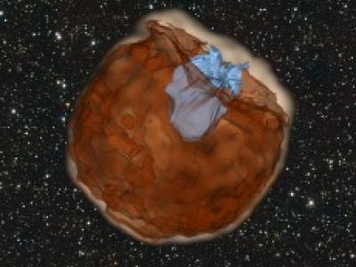 Simulation of the expanding debris from a supernova explosion