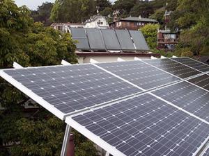 A solar energy panel on a rooftop in Berkeley, California