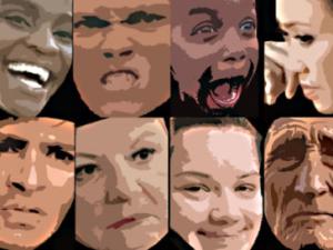 Posterized faces with different expressions of emotion.
