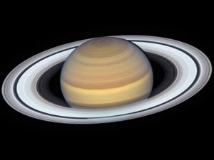 color photo of Saturn