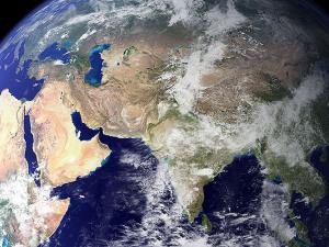 satellite image showing a portion of Earth spanning from Italy and Northern Africa in the west to China and Southeast Asia in the east