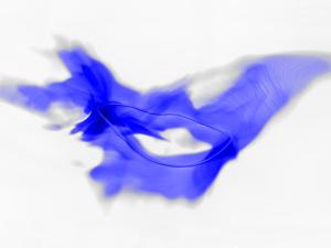 simulation of vortex string flinging off deep blue axions