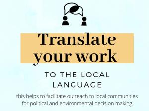 a poster encouraging people to translate their work to the local language