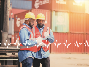 image of two construction workers talking together