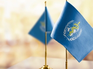 picture of two blue flags from WHO 