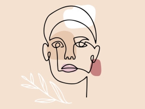 a simple continuous line drawing of a face that suggests the many dimensions of a person's personality