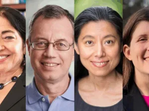 a collage of 4 people's headshots side by side