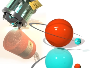 graphic of cylindrical equipment and red and blue balls