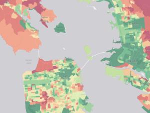 A neighborhood-by-neighborhood inventory of carbon emissions will help households and cities compare and ideally lower their carbon footprints. Click on image to open map.