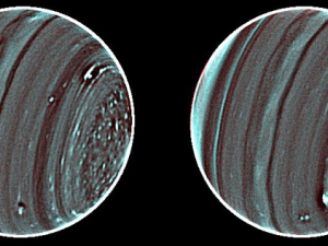 two circles with varying colors representing different weather patterns