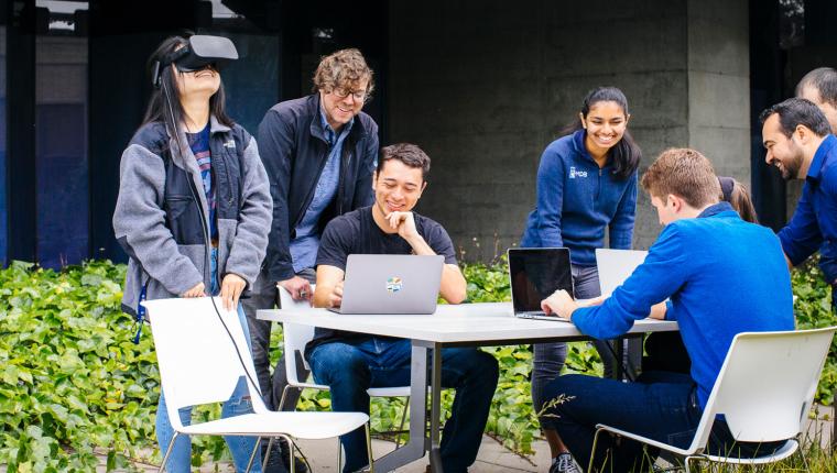 Data science students outside Bakar BioEnginuity Hub